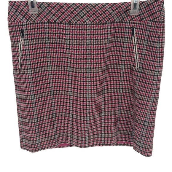 Talbots Straight Skirt Womens Size 16 Wool Blend Pencil Plaid pink black pockets - Picture 1 of 8